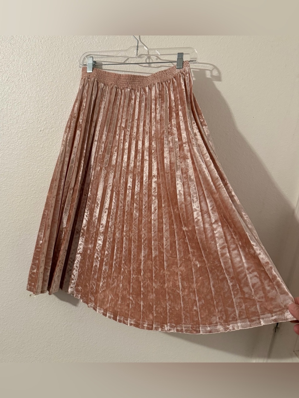 A New Day Pleated Pink Skirt Small Velvet Stretch Waistband Size Small